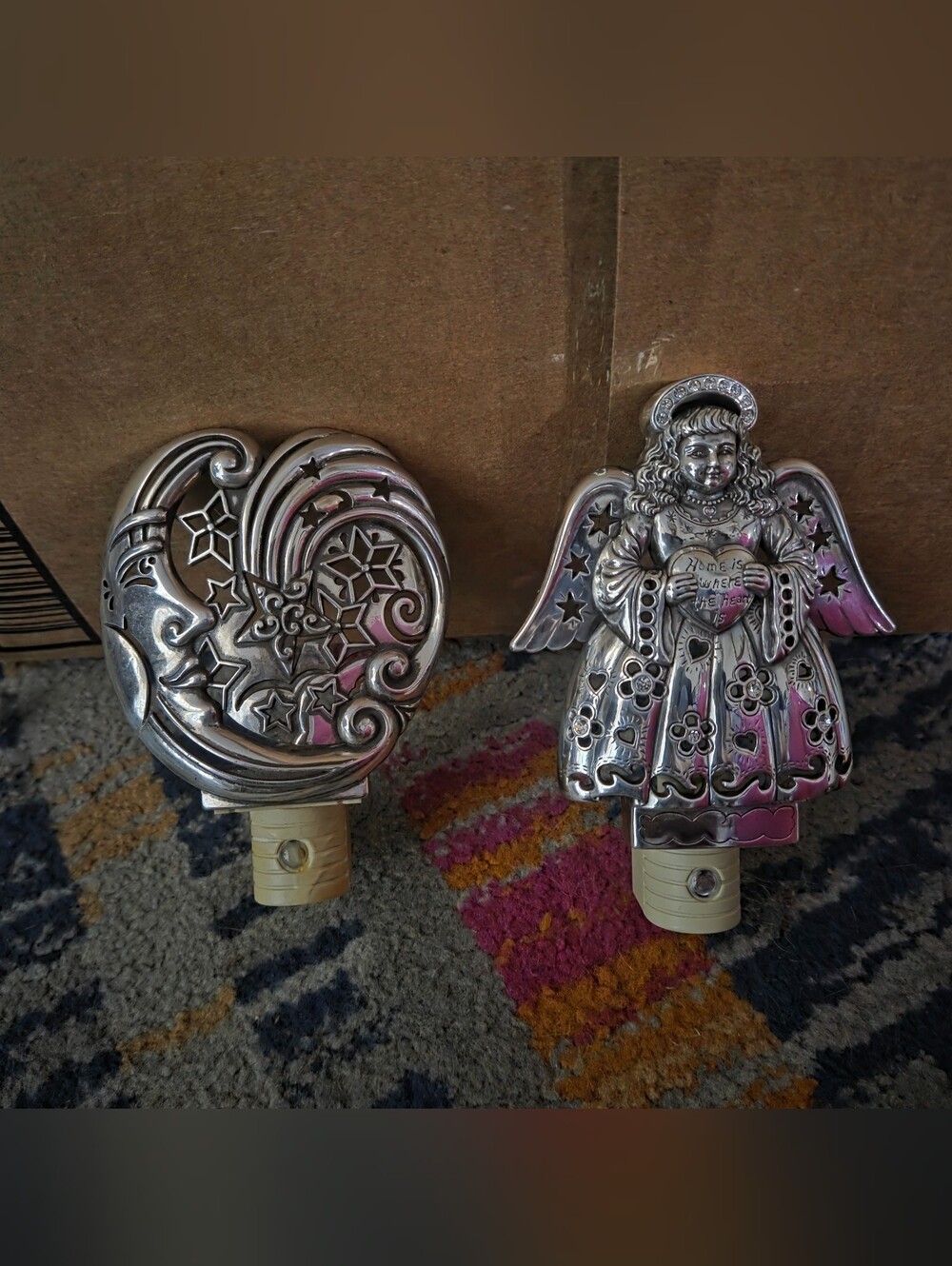 Brighton Silver Plated Celestial Moon & Angel Heart Night Light